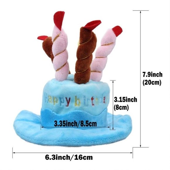 Blue Hat Cap Cake Candles Pet Birthday Costume Cosplay Puppy Dog Cat Christmas - Picture 4 of 11